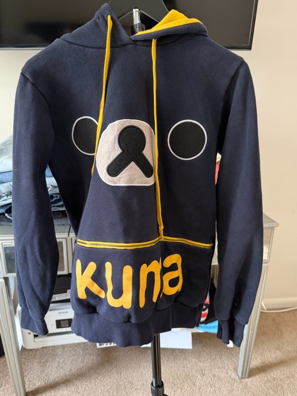 Kids Hoodie - Navy and Yellow Ak Dong